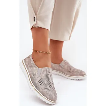 Dámské polobotky Semišové nazouvací boty - Inez Barva: Béžová, Velikost: 39