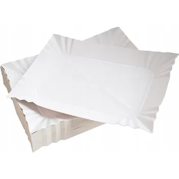 Jednorázové nádobí Papírové tácky Polkrys bílé 100 kusů