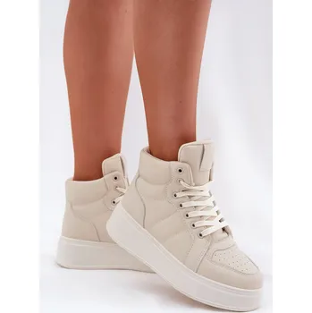 Dámské tenisky Vysoké dámské tenisky na platformě Tillive Barva: Béžová, Velikost: 39