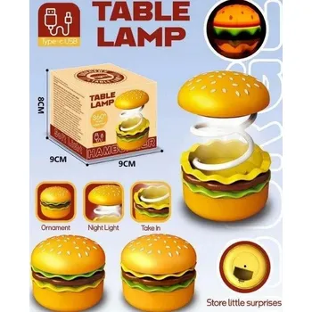 Lampička NOČNÍ LAMPA LED Hamburger USB lampa - burger do burgerárny, baru, restaurace