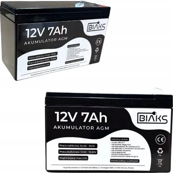 Záložní baterie Akumulátor 12V 7Ah BIAKS bezúdržbový AGM (rozměr 9Ah) pro UPS solární alarm