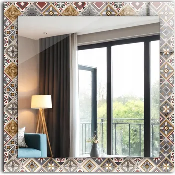 Zrcadlo Dekorativní designové zrcadlo závěsné loft Barevné kachličkové 60x60