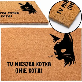 Rohožka KOKOSOVÁ ROHOŽKA PŘED DVEŘE U MIESZKA KOTKA PERSONALIZOWANE IMIĘ