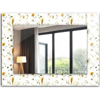 Zrcadlo Krásné moderní zrcadlo s ozdobným rámem dekor loft 80x60 Květiny listy vzor