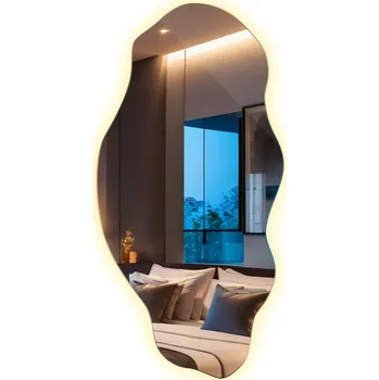 Zrcadlo Zrcadlo LED Vlnitý Tvar Organické Skvrna Pro Líčení Koupelny Ložnice