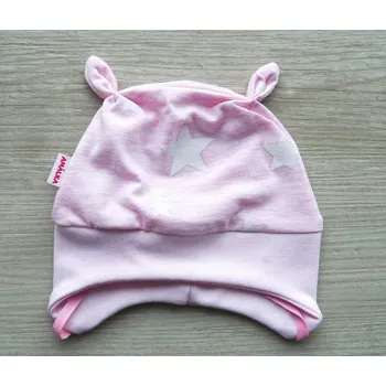 Kojenecká čepice AMÁLKA Bavlněná, růžová čepička, hvězdičky Velikost: 56-62