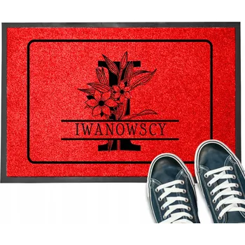 Rohožka ČERVENÁ ROHOŽKA S ROSTLINNÝM MOTIVEM A VAŠÍM JMÉNEM PRZY DRZWIACH HIT VZ