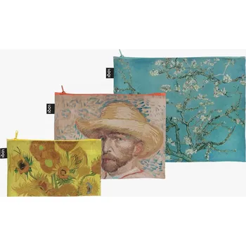 Kosmetická taška LOQI Taštičky na zip 3 ks VINCENT VAN GOGH Sunflowers, Self-Portrait, Almond Blossom