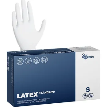 Pracovní rukavice ESPEON Latexové rukavice LATEX STANDARD 100 ks, nepudrované, bílé, 5.0 g Velikost: S