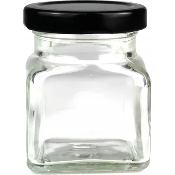 Dóza na potraviny Skleněná dóza / sklenice s černým víčkem na svíčky, 120 ml