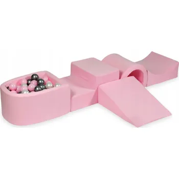 Dětské hřiště Pěnové dětské hřiště s tunelem a bazénkem, mikro růžové