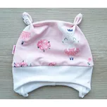 AMÁLKA Elastická, růžová čepička teplákovina, králíček Velikost: 62-68