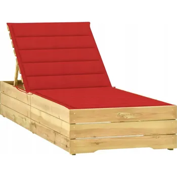 Zahradní lehátko VidaXL Červené dřevěné Lehátko