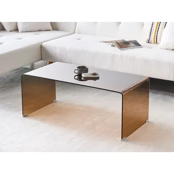 Obývací pokoj Konferenční stolek hnědý skleněný poloprůhledný 100 x 50 cm obdélníkový minimalistický Beliani