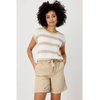 Dámské tričko Top Monari 9956 bílo béžový úpletový s krátkým rukávem Velikost: 36