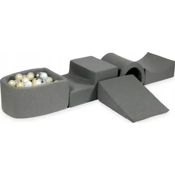 Dětské hřiště Pěnové dětské hřiště s tunelem a bazénkem s míčky, šedé