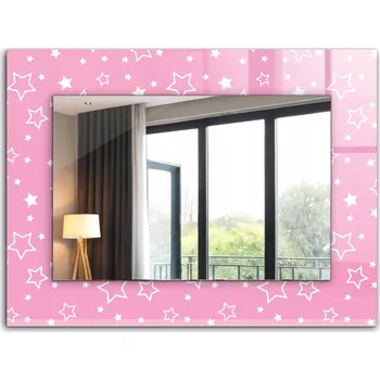 Zrcadlo Zrcadlo do koupelny ložnice obývacího pokoje s potiskem XXL 80x60 cm Růžové hvězdičky