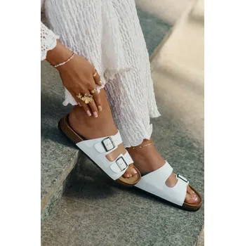 Dámské pantofle Dámské Pantofle Na Korek Platformě S Přezkami Redore Barva: Bílá, Velikost: 37