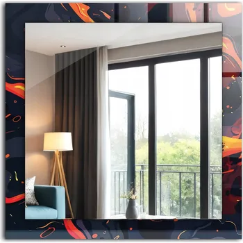 Zrcadlo Koupelnové zrcadlo na stěnu s dekorativním skleněným rámem Vulkánská Láva 60x60