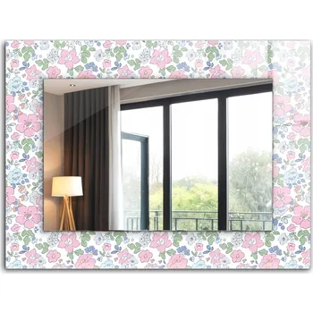 Zrcadlo Dekorativní zrcadlo na zeď s potiskem, dekor 80x60 cm - Květinový vzor látky