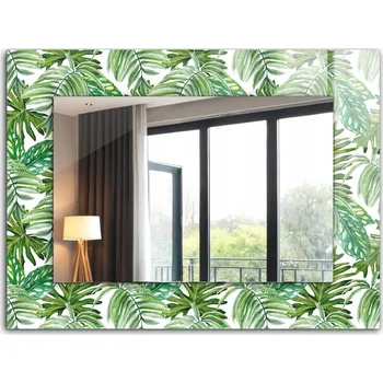 Zrcadlo Dekorativní zrcadlo na zeď s potiskem dekor 80x60 Zelené tropické listy