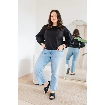 Dámská tunika Dámská bavlněná tunika POPLIN s balónovými rukávy černá - TPORUBLS