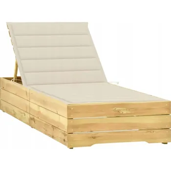 Zahradní lehátko VidaXL Lehátko s šedým polštářem, impregnované borovicové dřevo