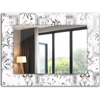 Zrcadlo Dekorativní zrcadlo na zeď s potiskem dekor 80x60 cm - Vzor dlaždicové ornamenty