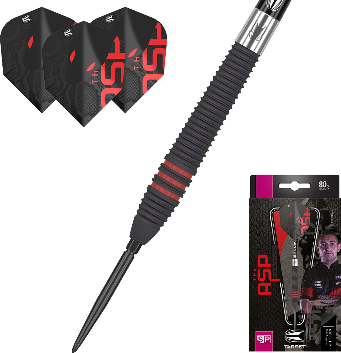 Target-Darts Šipky Steel Nathan Aspinall Black SP 80% 22g
