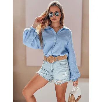 Dámské kraťasy Dámské džínové šortky s páskem FOREVER ON SY0483 Barva: Nebeská, Velikost: S