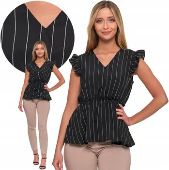 Dámská halenka Dámská halenka s motýlkovými rukávy, zvýrazněný pas, krátký rukáv MORAJ L