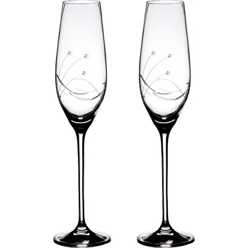 Sklenice BOHEMIA CRYSTAL Sklenice na sekt flétny přátelská souprava Kathe - 2 ks. Swarovski, 210 ml