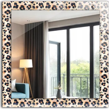 Zrcadlo Moderní designové zrcadlo s s potiskem Vzor s leopardím vzorem 60 x 60 cm