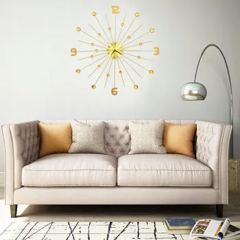 Hodiny Nástěnné hodiny, kovové, 70 cm, zlaté