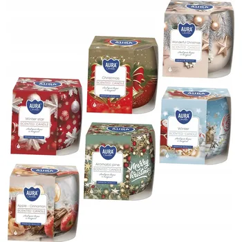 Svíčka Parafínová vonná svíčka VÁNOČNÍ MIX Aura