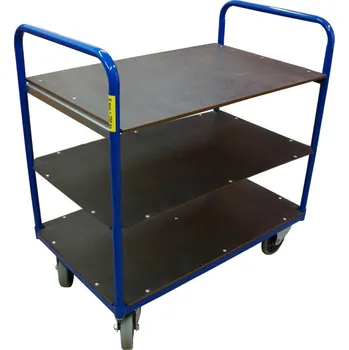 Třípatový nízký vozík 3P Nosnost: 250 kg, Rozměr plošiny: 850 x 500 mm, Kola: 125 mm, gumová, 2x pevná, 2x otočná, s parkovací brzdou