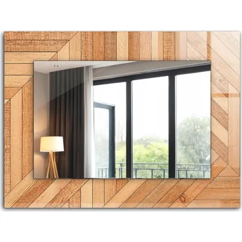 Zrcadlo Krásné moderní zrcadlo s ozdobným rámem dekor loft 80x60 Dřevěná parketa