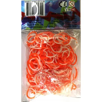 kreativní sada Rainbow Loom Original-gumičky-300ks-oranžová-bílé