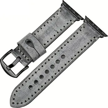 Ostatní příslušenství k chytrým hodinkám eses Kožený barevný řemínek pro Apple Watch - Šedo černý 38mm, 40mm, 41mm