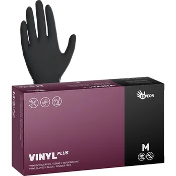 Pracovní rukavice ESPEON Vinylové rukavice VINYL PLUS 100 ks, nepudrované, černé, 5.0 g Velikost: M