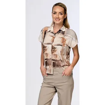 Košilová béžová dámská halenka kimonového střihu 7887 velikost 4XL