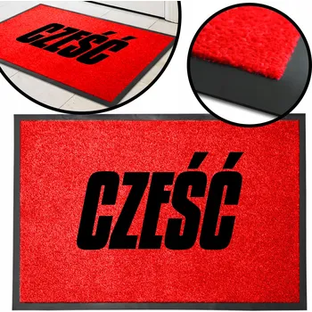Vstupní rohožka červená MONOCHROM 40x60 ke dveřím NÁPIS CZEŚĆ VZOR
