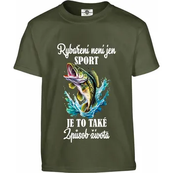 Pánské oblečení Tričko Rybaření není jen sport Druh: Dětské, Barva: Khaki, Velikost: 158-XL