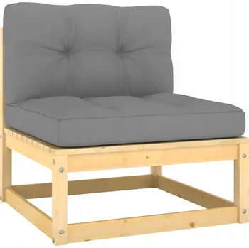 Zahradní pohovka VidaXL Zahradní středový díl sedací soupravy s poduškami, masivní borové dřevo