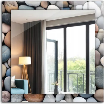 Zrcadlo Zrcadlo dekorativní závěsné na zeď Barevné hladké kameny 60 x 60 cm