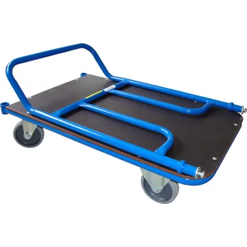 Plošinový vozík 1BKS se šroubovacím madlem Nosnost: 200 kg, Rozměr plošiny: 800 x 500 mm, Kola: 125 mm, gumová, 2x pevná, 2x otočná, s parkovací brzdou