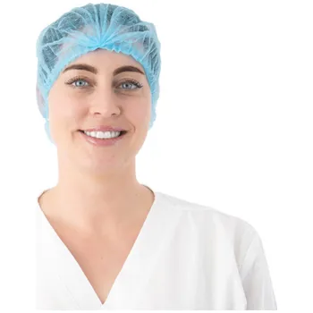 Čepice z netkané textilie, CLIP, 100 ks, modrá Velikost: XL