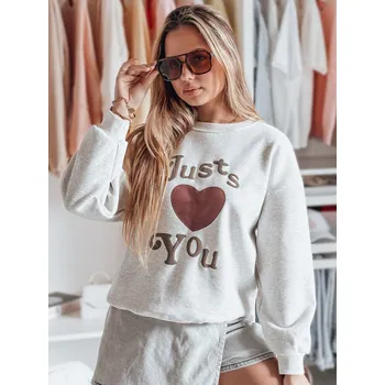 Dámská mikina Dámská mikina s výšivkou oversize FEELME BY1476 Barva: Světle Šedá, Velikost: ONE SIZE