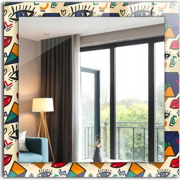 Zrcadlo Moderní designové zrcadlo závěsné s potiskem Oči rty tvary 60x60