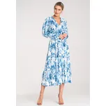 Maxi šaty s zavinovacím výstřihem M1140 Barva: Modrá, Velikost: S/M